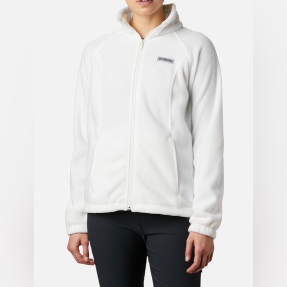 Columbia fleece zip up Jacket white Sz M Side pockets soft cozy zipper c… - Picture 3 of 7